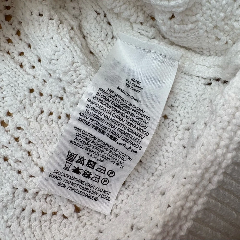 Boden Loose Knit Crew Neck Cropped Sweater Size XS White Preppy Classic Cotton - Picture 6 of 9